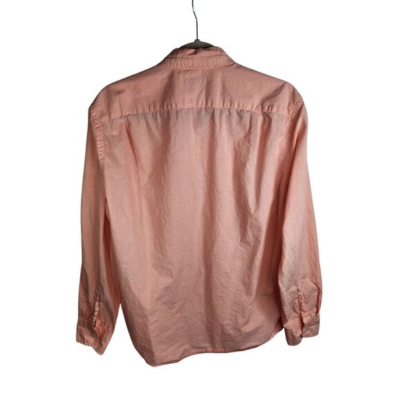 J. Crew Mens Size Large Quality Woven Cotton Button Down Shirt Peach Long Sleeve - Picture 4 of 7
